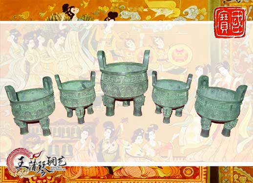 銅鼎，銅五鼎，中國鼎，佛像用鼎